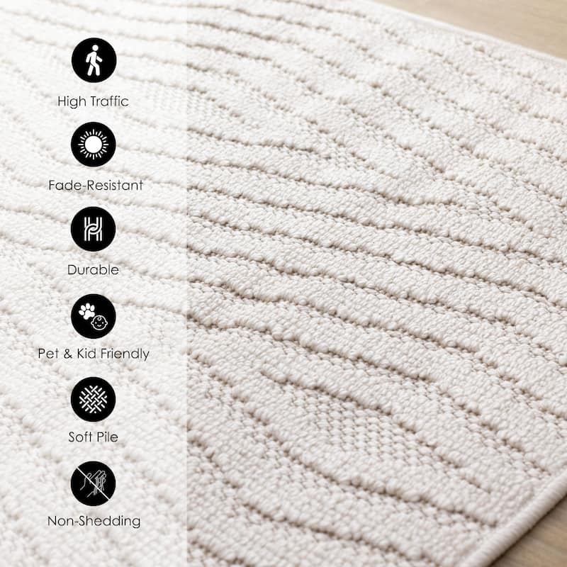 White Diamond Trellis Design Looped Area Rug