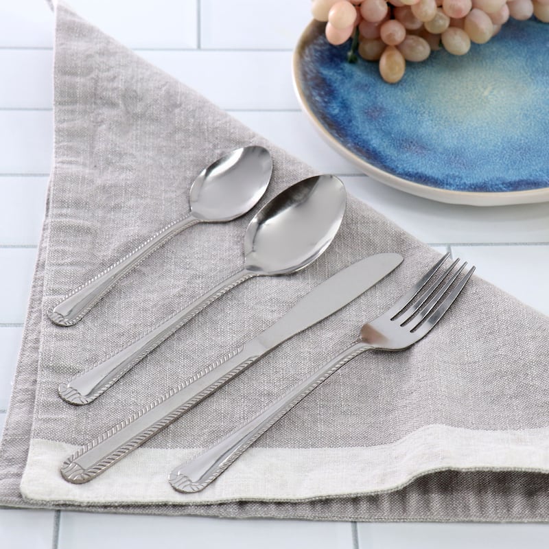 Gibson Home Tustin 6 Piece Stainless Steel Dinner Fork Flatware Set in Silver