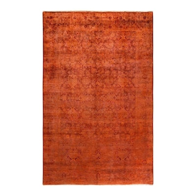 Vibrance, One-of-a-Kind Hand-Knotted Area Rug - Brown, 6' 1" x 9' 4" - 6' 1" x 9' 4"