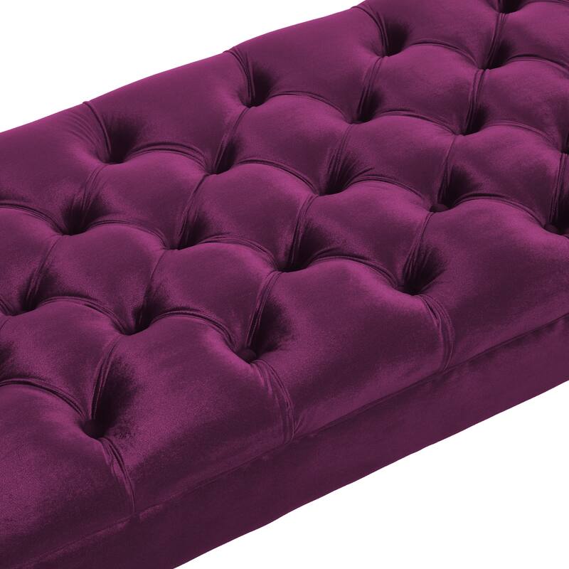 Violet Velvet End of Bed Bench Hallway Bench Ottoman Bench for Bedroom, Simple Indoor Bench Leisure Bench