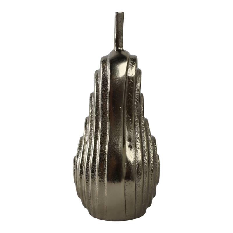 Aluminum Oval Pear Sculpture with Modern Textured Design - 8" Gold - 4" x 4" x 8"