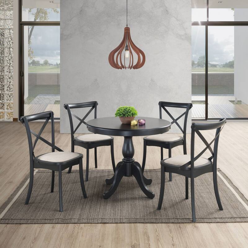 Round Top Pedestal Dining Table - 42" - Black