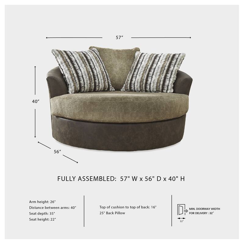 Signature Design by Ashley Alesbury Chocolate Oversized Swivel Accent Chair - 57"W x 56"D x 40"H