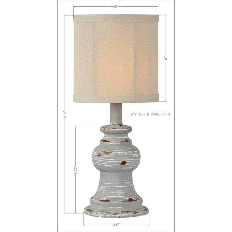 Bonnie 14" Table Lamp with Linen Shade, Distressed Gray (Set of 2)