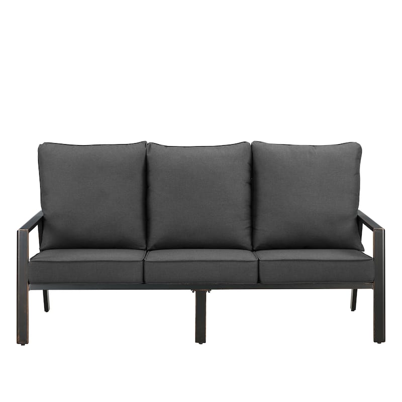 Black Aluminum Deep Seating Deep Seating Sofa with Cushions
