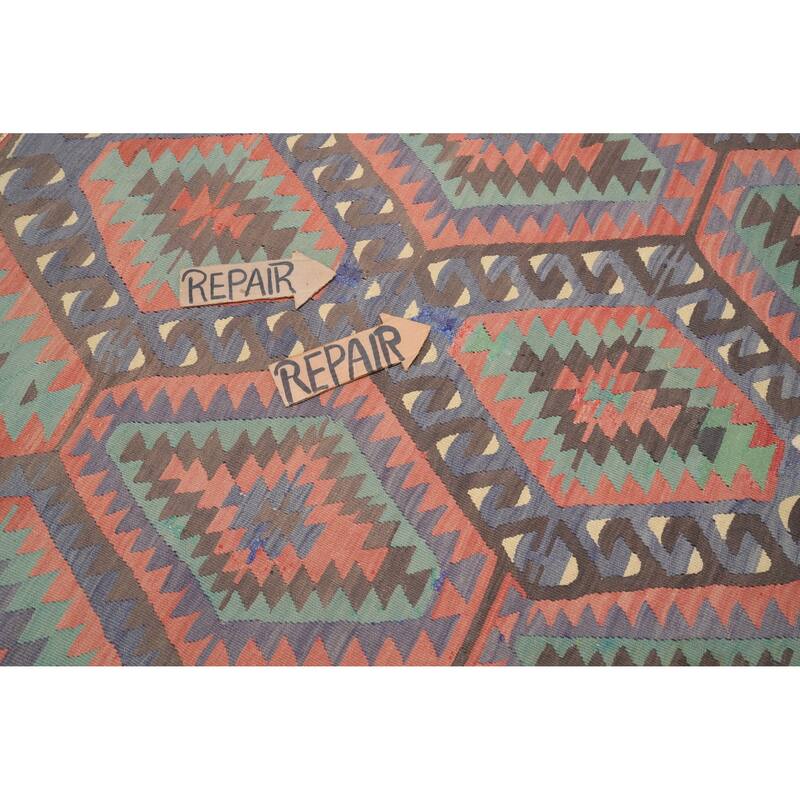 Hand Woven Oriental 100% Wool Carpet Southwestern Tribal Multi-Colored Kilim Area Rug - 8' 6'' X 5' 1''