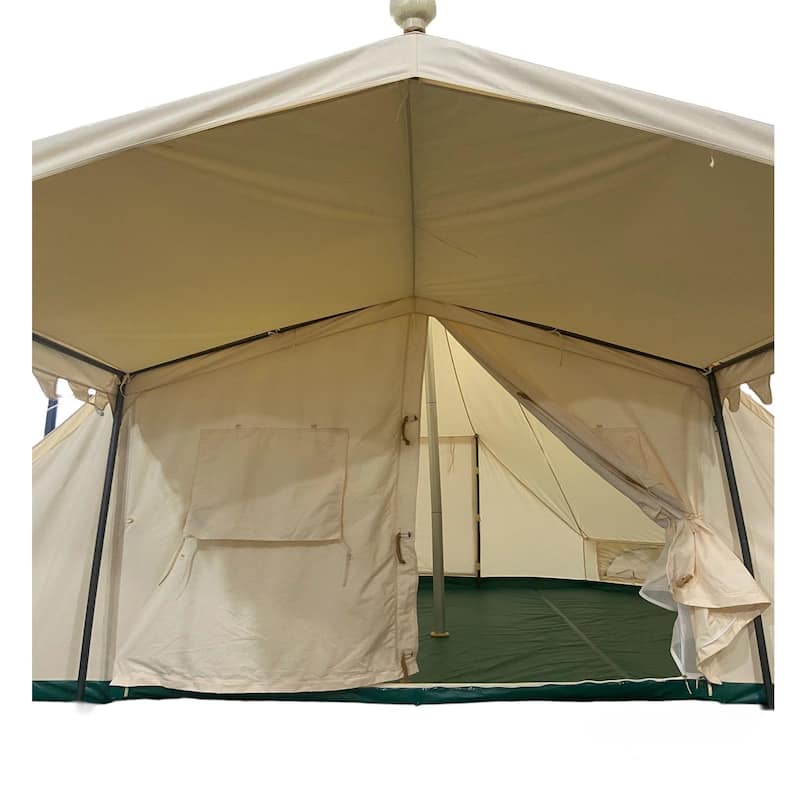 19.68*13.1ft Canvas Tent Bell Tent Glamping, 4 Seasons Yurt Tent for Camping, Heavy Cotton Canvas Tent