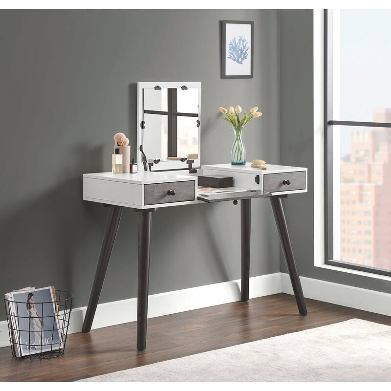 Mid-Century Modern 44" 2-Drawer Vanity / Desk