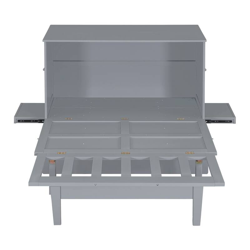 Full Size Murphy Bed with USB Port, Removable Shelves, and Space-Saving Design