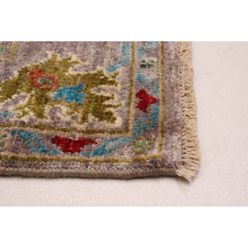 ECARPETGALLERY Hand-knotted Modern Ersari Grey Wool Rug - 2'7 x 9'6