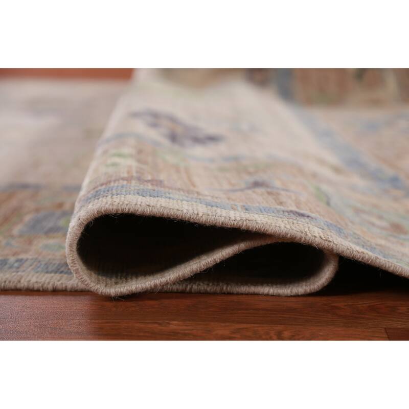 Hand Knotted Oriental 100% Wool Carpet Transitional All-Over Beige & Ivories Oushak Area Rug - 9' 9'' X 8' 1''