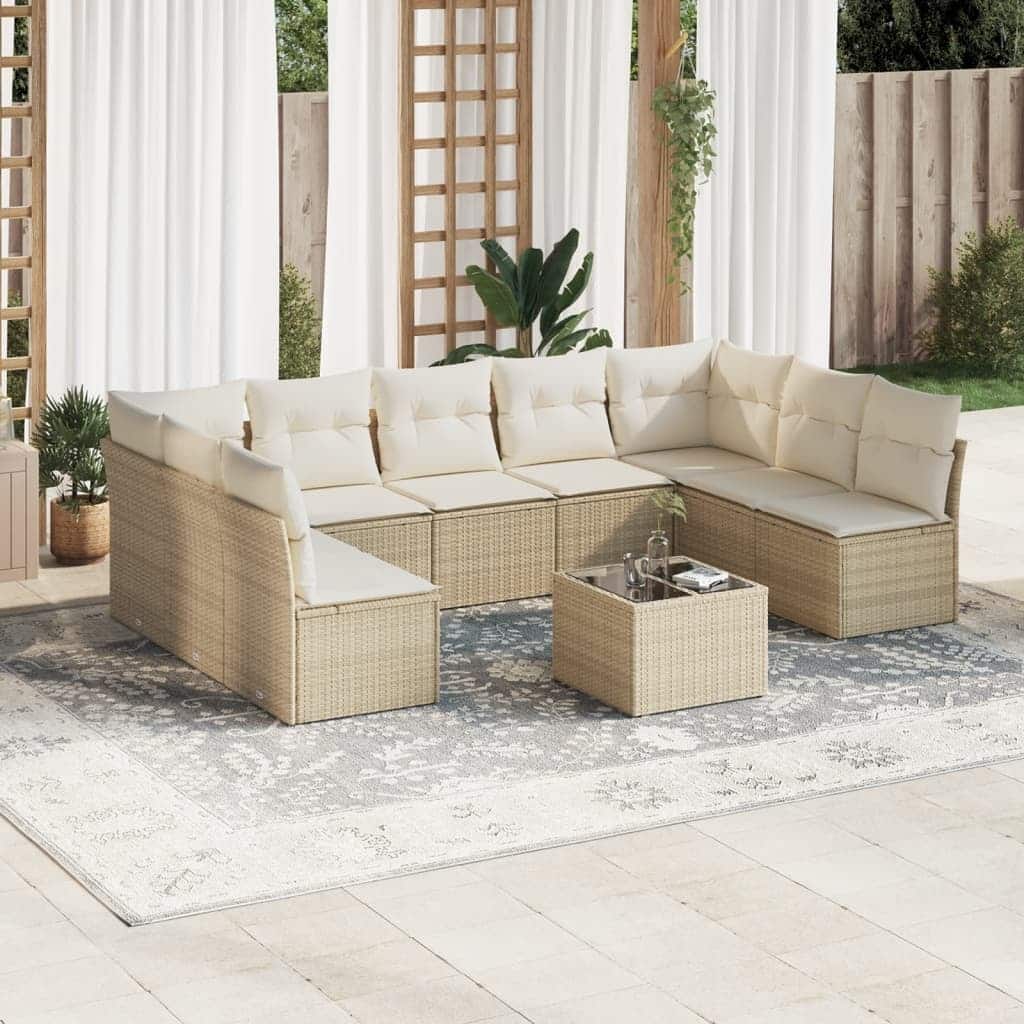 vidaXL Garden Sofa Set Beige PE rattan Large Modular Garden Sofa Set - 21.7 x 21.7 x 14.6