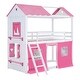 preview thumbnail 27 of 32, Playhouse Design Impression & Beautiful Twin Size Bunk Wood House Bed with Elegant Windows,Sills and Tent,Elegant Children Bed