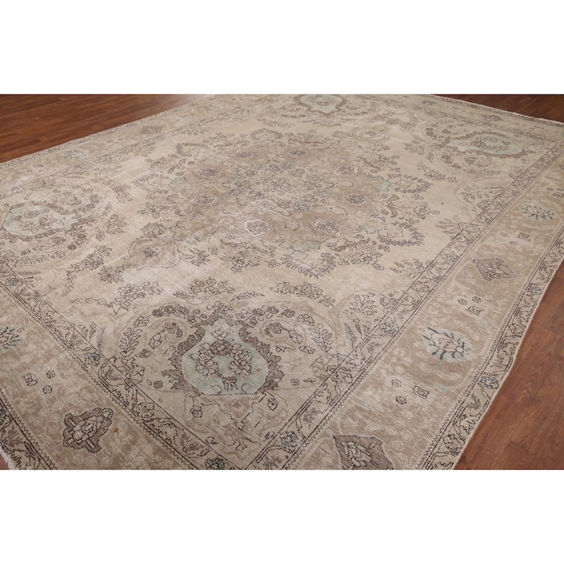 Tabriz Persian Antique Area Rug Handmade Wool Carpet - 9'5" x 12'2"