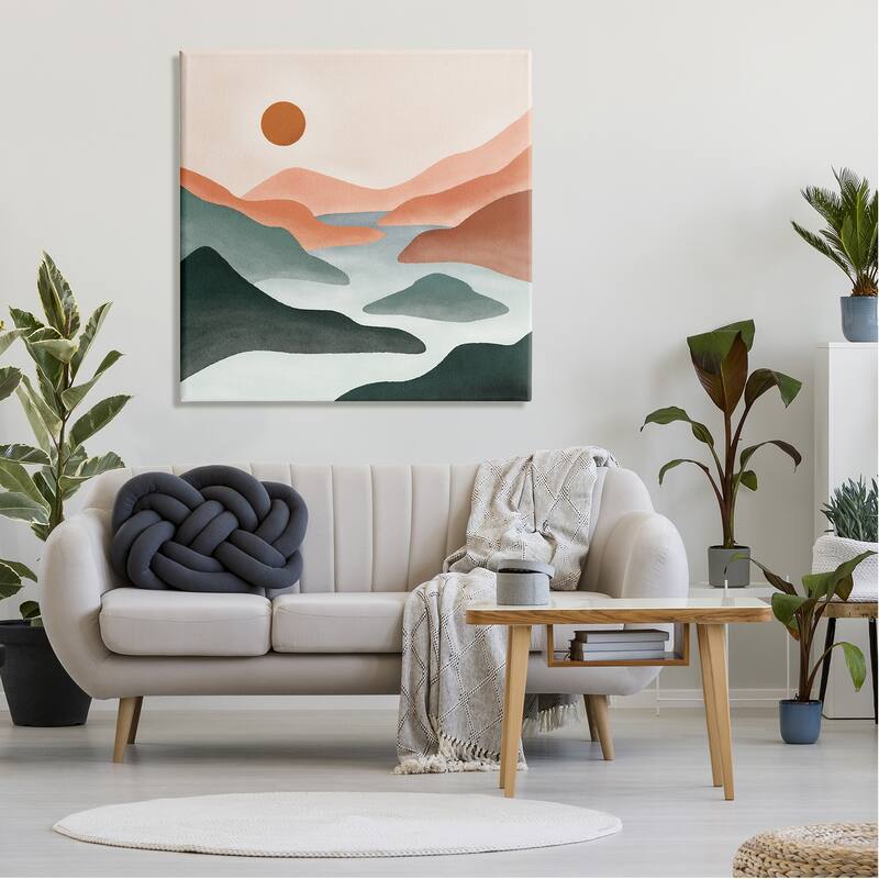 Stupell River Flowing Between Modern Valley Landscape Canvas Wall Art, Design by JJ Design House LLC