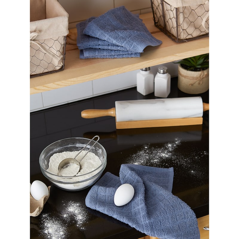 DII Solid Windowpane Terry Dishcloth Set of 6