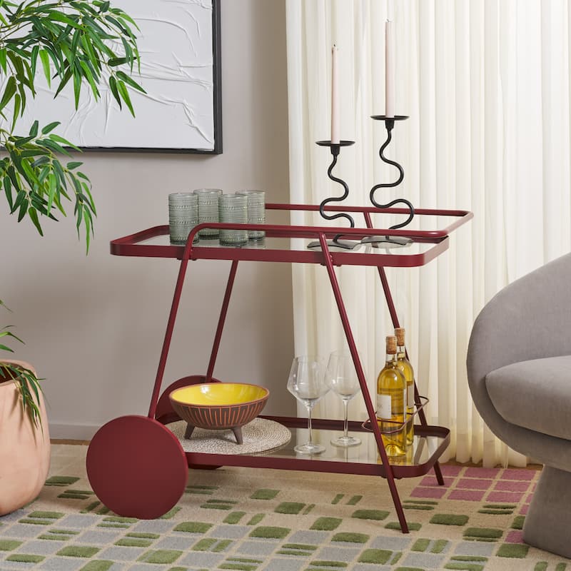 SAFAVIEH Home Zunia 2 Tier Bar Cart - 36"W x 19"D x 30"H