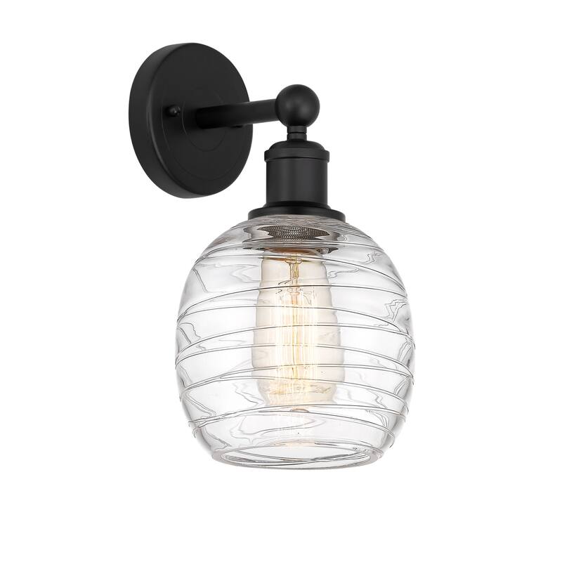 Innovations Lighting 616-1W-12-6 Belfast Sconce Belfast 12" Tall Wall - Matte Black / Deco Swirl