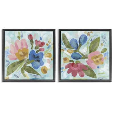 Stupell Eclectic Flower Bundles Framed Floater Canvas Wall Art Design By June Erica Vess (Set of 2)