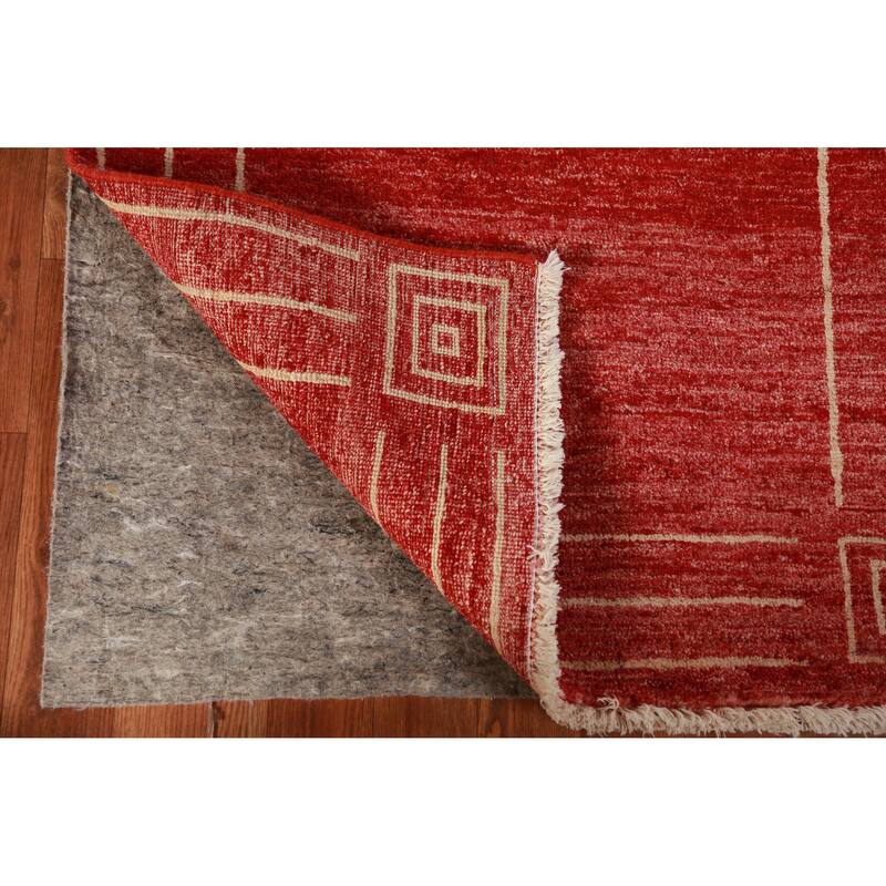 Red Gabbeh Kashkoli Oriental Runner Rug Hand-Knotted Wool Carpet - 2'7"x 10'2"