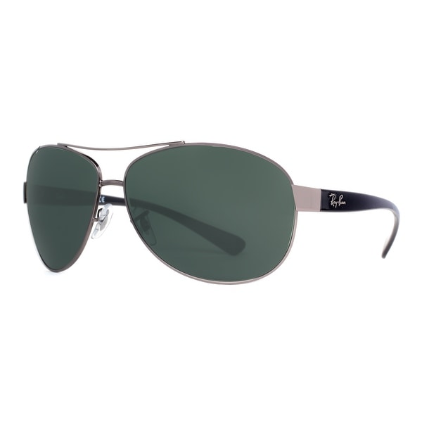 Ray Ban RB 3386 004/71 Gunmetal Black/Green Classic Wrap Aviator Sunglasses 67mm - gunmetal/black - 67mm-13mm-130mm