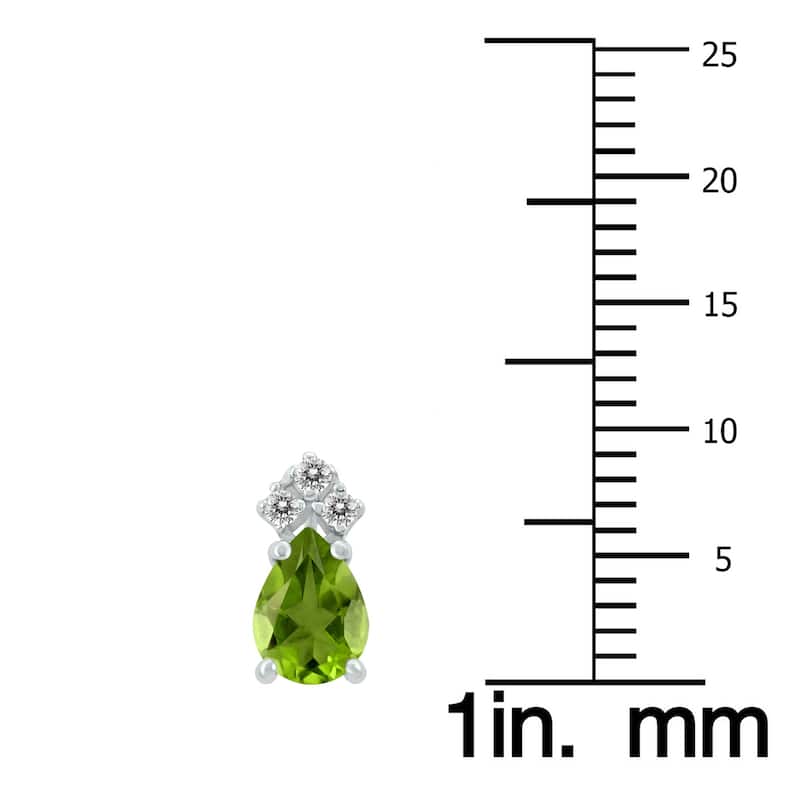 Marquee 14K White Gold 6x4MM Pear Peridot and Diamond Earrings