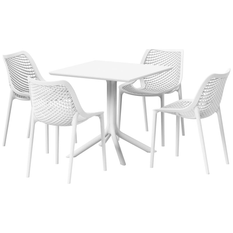 Frond and Form 4-Person Outdoor Square Dining Set - White