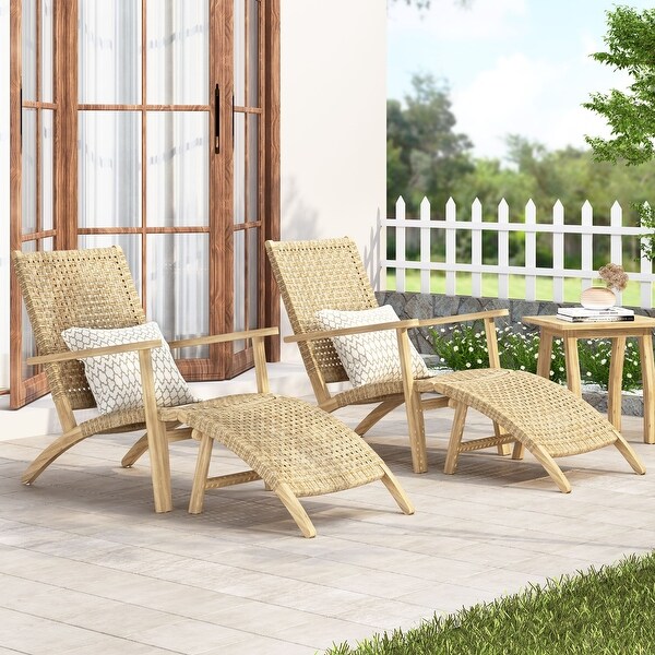 Hartwell Outdoor Lounge Chair with Ottoman Set of 2 by