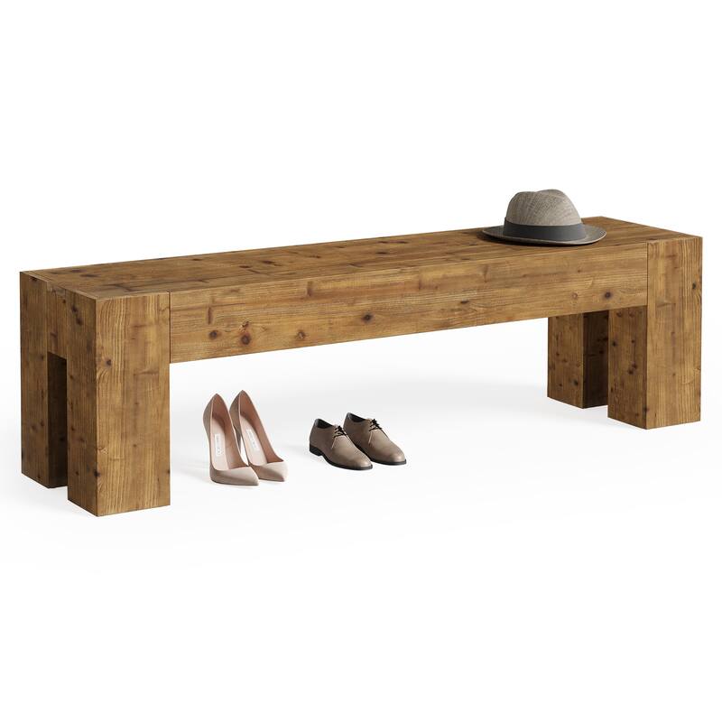 Solid Wood Bench, 47" Rustic Extra Long Heavy Duty Entryway Bench