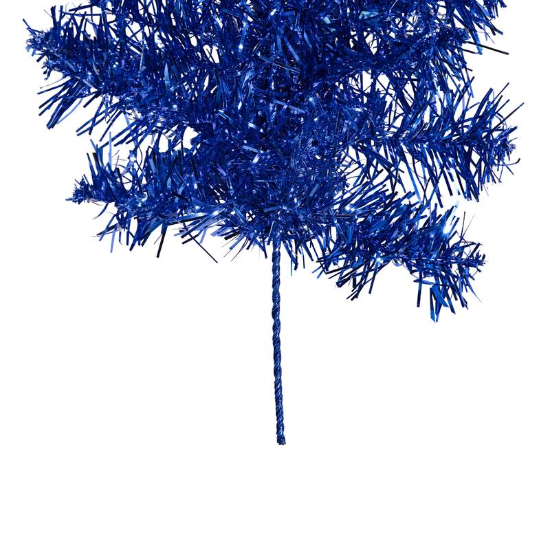 Pre-Lit Artificial Tinsel Christmas Garland - 9' x 8" - Blue - Clear Lights
