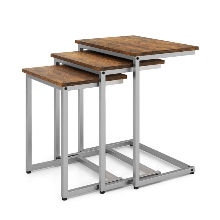 3 Pieces Multifunctional Coffee End Table Set - 20" x 14" x 22" (L x W x H) - Rustic Brown