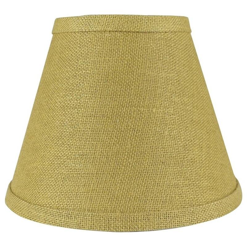 Hardback Faux Silk Conical Lamp Shade, 5 inch Top, 9 inch Bottom, 7 inch Slant - Single - Mustard Yellow Burlap