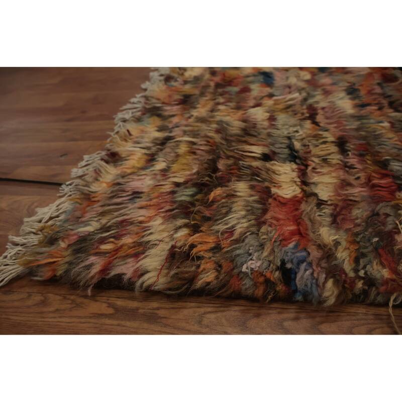 Hand Knotted Oriental 100% Wool Carpet Modern Tribal Brown Moroccan Area Rug - 9' 10'' X 6' 10''