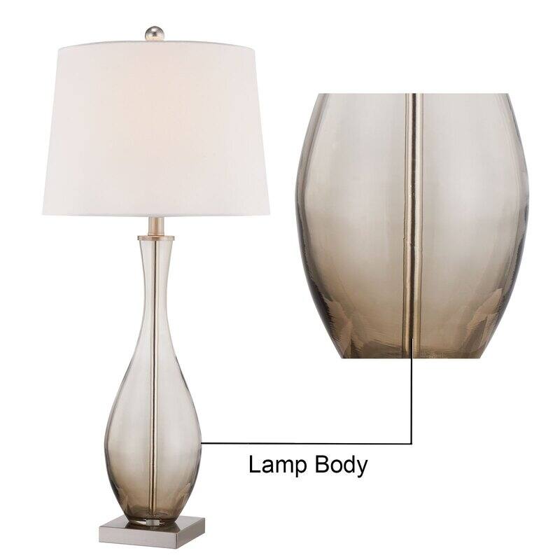 30.5" Glass Table Lamp Set with USB (Set of 2)