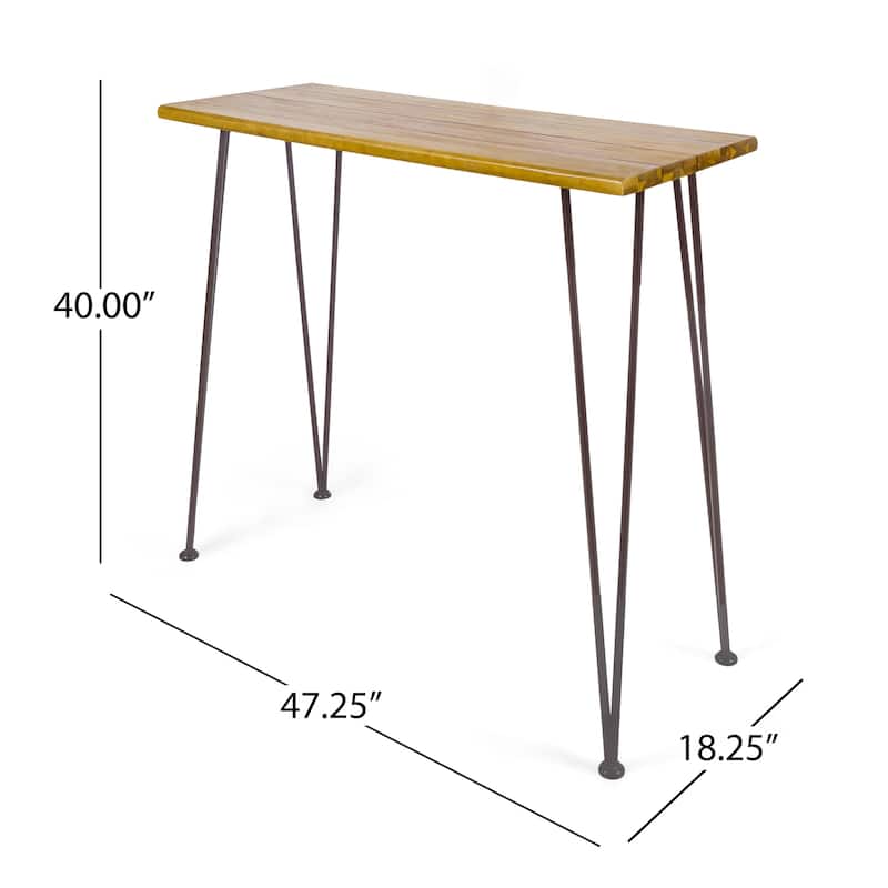 Denali Outdoor Industrial Rectangle Bar Table by Christopher Knight Home - 47.25"L x 18.25"W x 36.00"H
