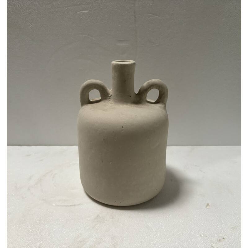 Paper Mache Vase Eco Mix White H 9.8" & Dia 6.9" - White