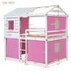 preview thumbnail 16 of 21, Full Size Bunk Wood House Bed with Tent
