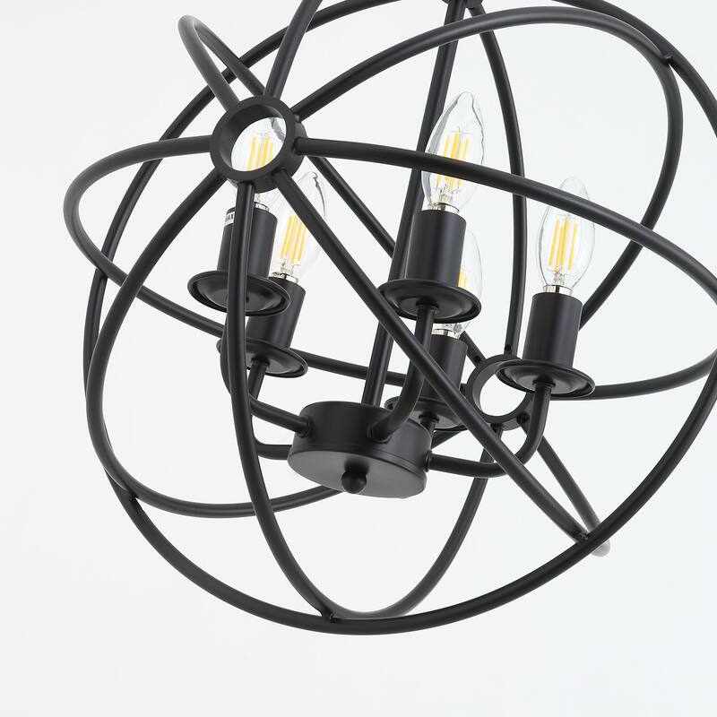 Black 4Light Globe Metal Frame Candle Style Pendant Light Bed Bath