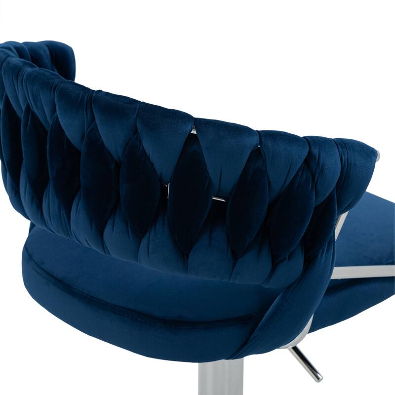 Set of 4 Modern Velvet Adjustable Bar Stools with Backs
