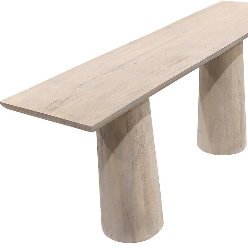 HomeRoots 72" Natural Solid Wood Distressed Double Pedestal Console Table - 72' X '30' X '18