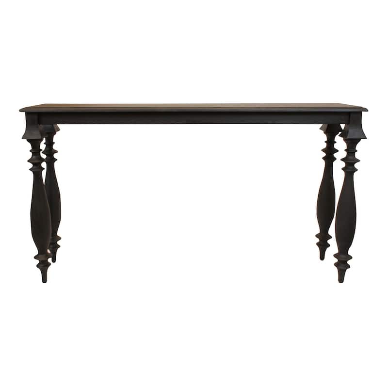 HomeRoots 54" Black Solid Wood Distressed Console Table - 54.00 in. x 30.00 in. x 12.00 in.