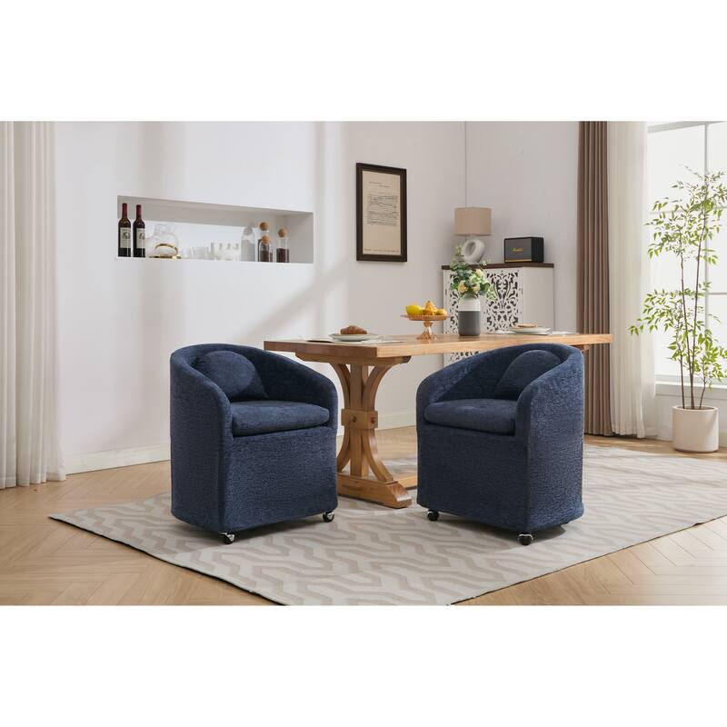 Upholstery Dining Armchair With Universal Wheels