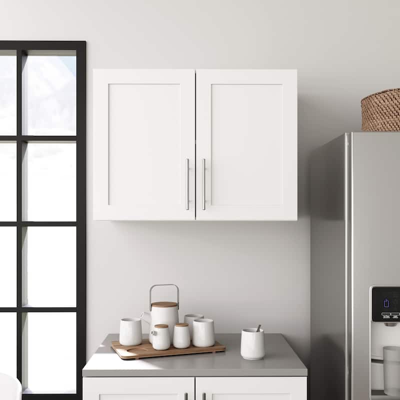 Prepac Elite Wall Cabinet with Panel Doors 16.75" D x 32" W x 24" H - 32 in W x 24 in H x 16.75 in D