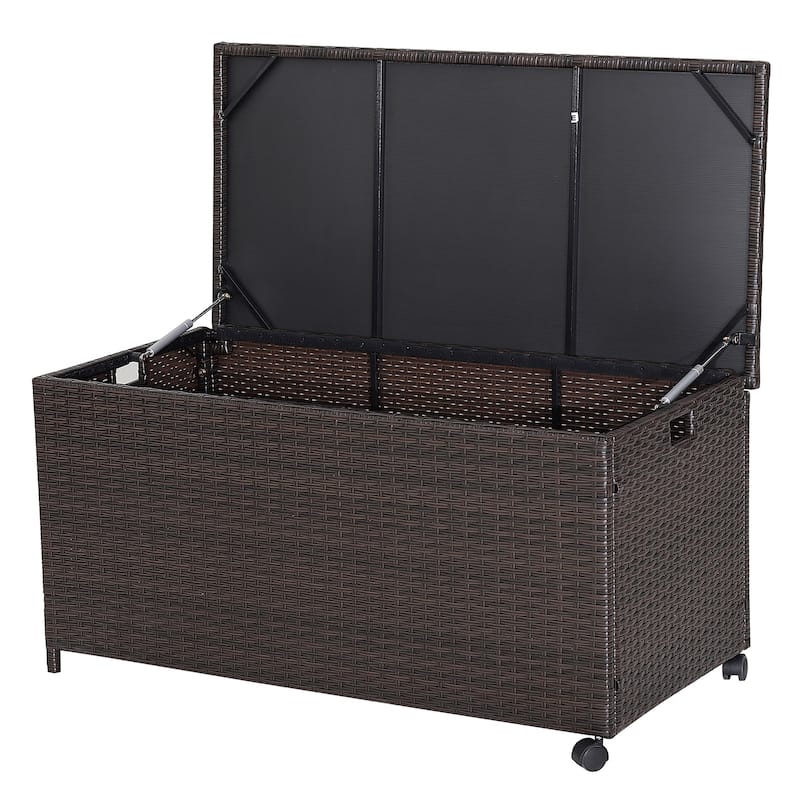 Costway 50 Gallon Patio Rattan Wicker Storage Deck Box Container - See Details