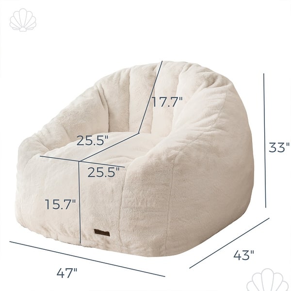 dimension image slide 1 of 6, Giant Bean Bag Chair,Shell-Shaped Oversized Bean Bag Chair with Fille