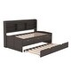 preview thumbnail 25 of 24, Twin Size Wooden Captain Bed with Built-in Bookshelves, Trundle and 3-Storage Drawers, Space-Saving Design, Light Grey