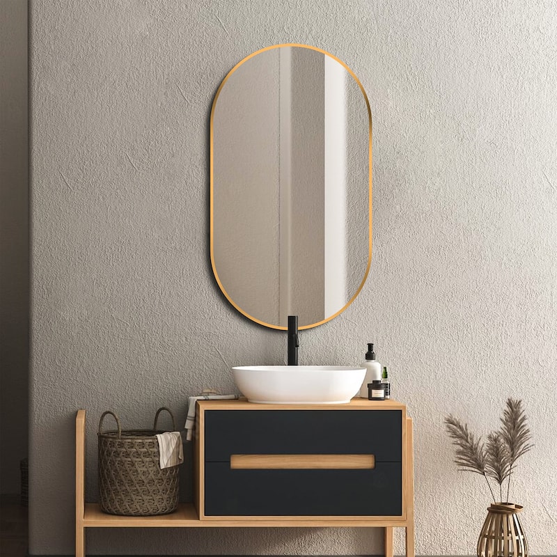36"×18" Oval Wall-Mounted Bathroom Vanity Mirror