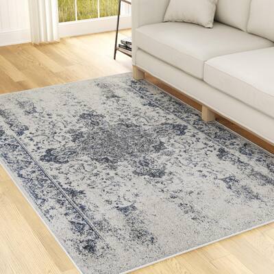 Brookside Vintage Cream & Blue Medallion Rug