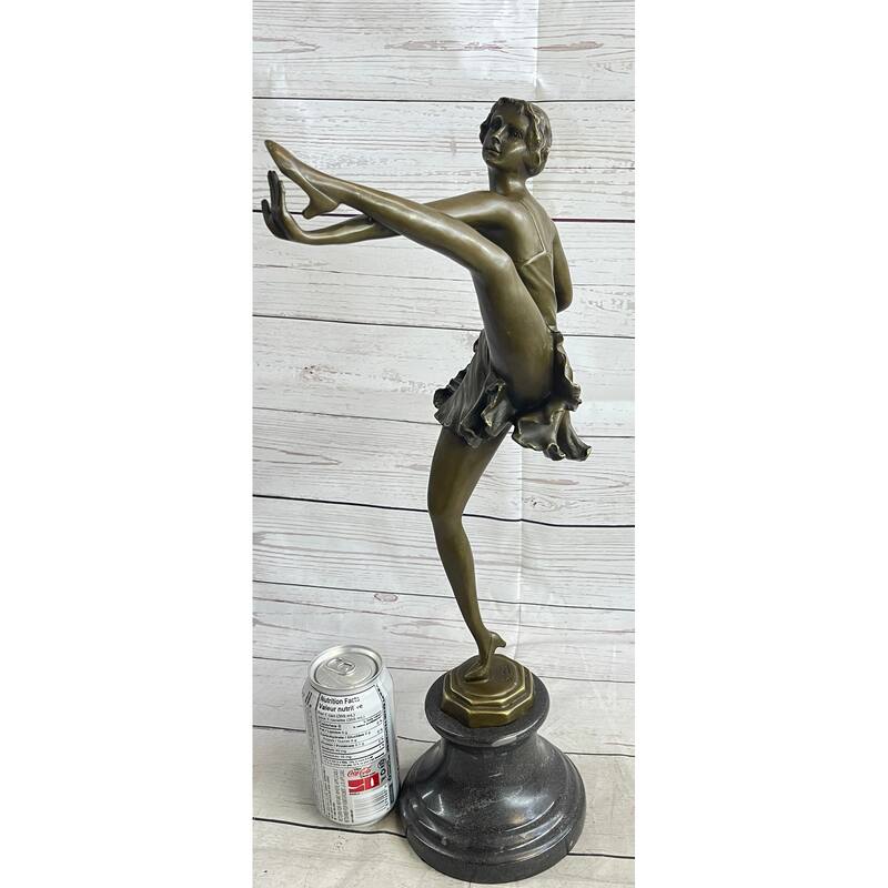 Signed Bruno Zach High Kick Dancer Bronze Statue Sculpture Art Nouveau Figurine