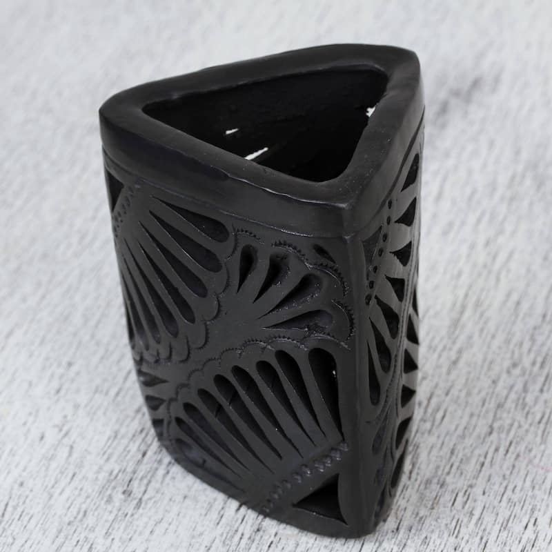 Handmade Oaxacan Twilight Ceramic Pencil Holder (Mexico) - 3.9" H x 3.1" W x 2.8" D